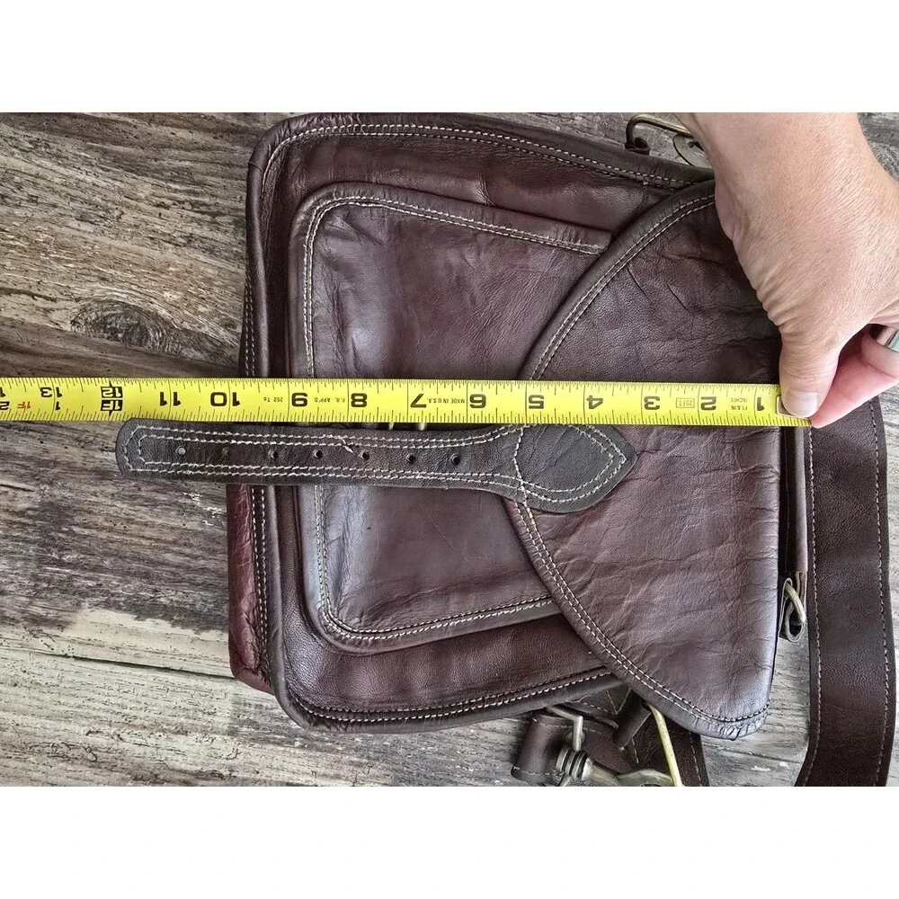 What Daisy Did Recycled Leather Messenger Bag Dark Brown Flap Crossbody Shoulder
